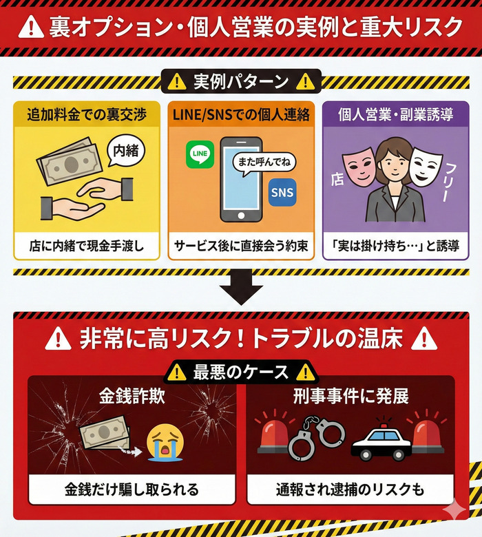 裏オプション・個人営業の実例と注意点